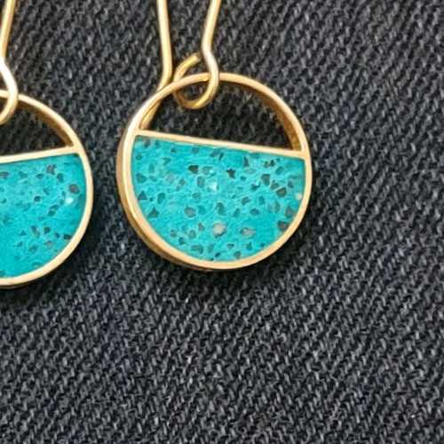 Silver 925 gold-plated earrings with terrazzo like new