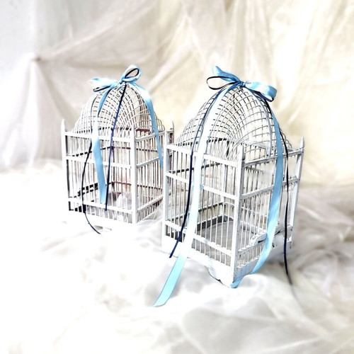 Set of 2 Wooden Decorative Shabby Chic Birdcages like new