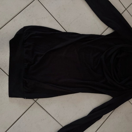 Black knitted dress like new with draped neckline