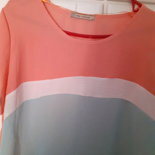 Pink Woman blouse like new, airy, size XL, black and orange