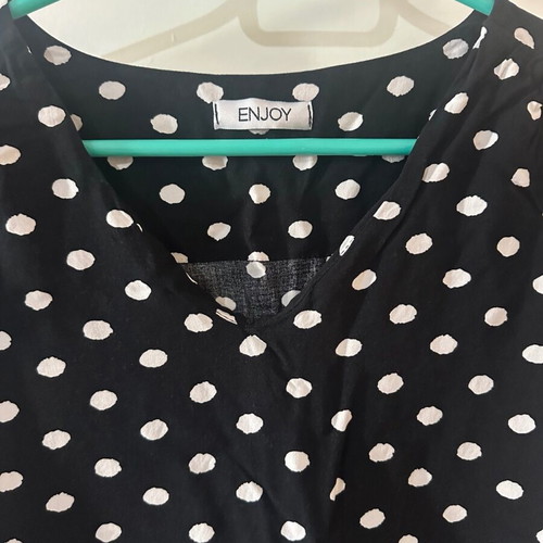Enjoy black polka dot blouse with ruffle sleeves