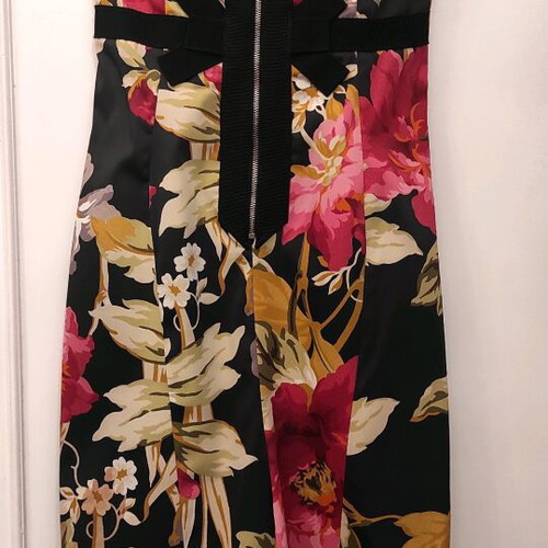 Karen Millen Cocktail Dress Size S Black Floral Like New