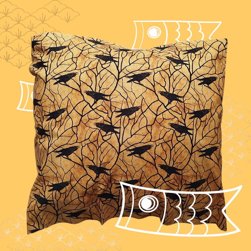 Goth Birds Pillow 35x35 Eco Text Fabric New