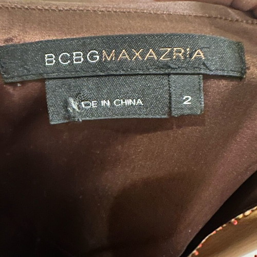 BCBG Max Azria silk dress like new, brown geometric pattern