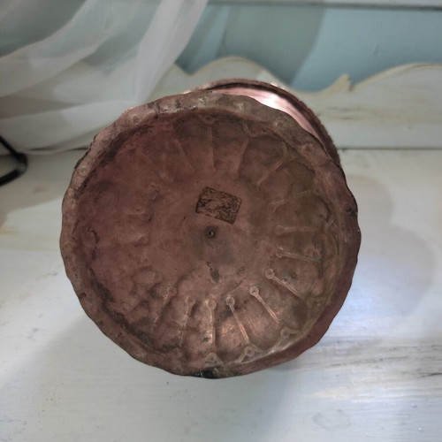Handmade copper pitcher used, museum piece with engraved signature