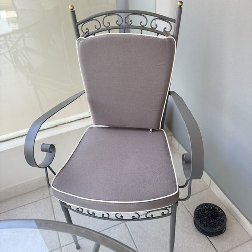 Outdoor dining set used, iron with cushions