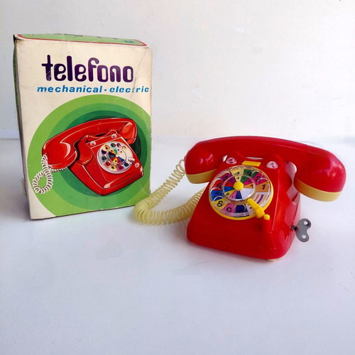 Mechanical Telephone Priftis toy from 1970s, new