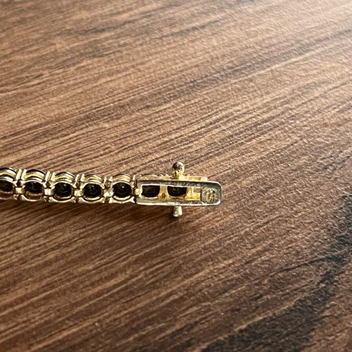 Vintage Riviera Tennis Bracelet in Sterling Silver 925 with Gold Vermeil
