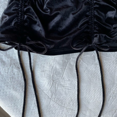 H&M Mini Black Velvet Skirt with Ruching like New