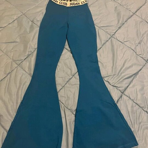 Leggings with wide bell bottom blue, like new, size XS/S