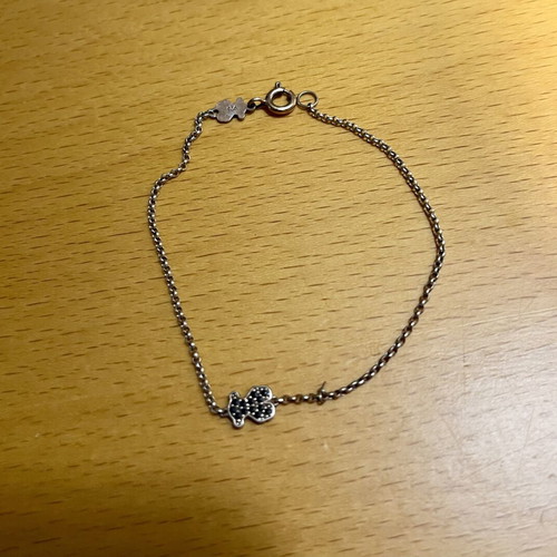Tous silver 925 gold plated bracelet with black rhinestone bear