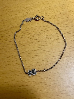 Tous silver 925 gold plated bracelet with black rhinestone bear