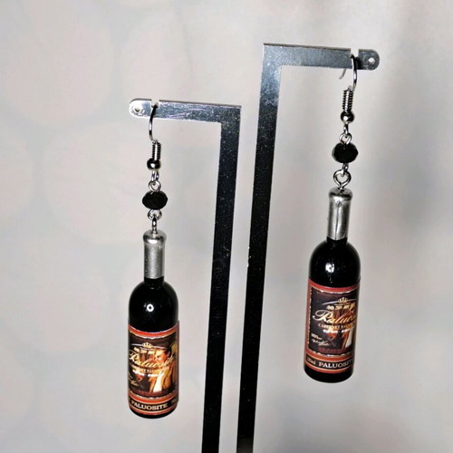 Handmade earrings wine bottle design with crystals new