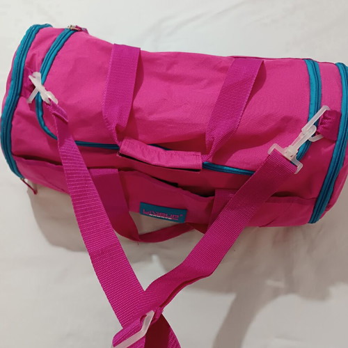 LiveUp Sports gym bag, fuchsia with turquoise details