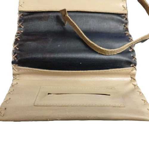 Leather tobacco case used, painted with minor defects
