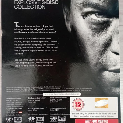 The Ultimate Bourne Collection DVD like new, 3-disc set, Matt Damon