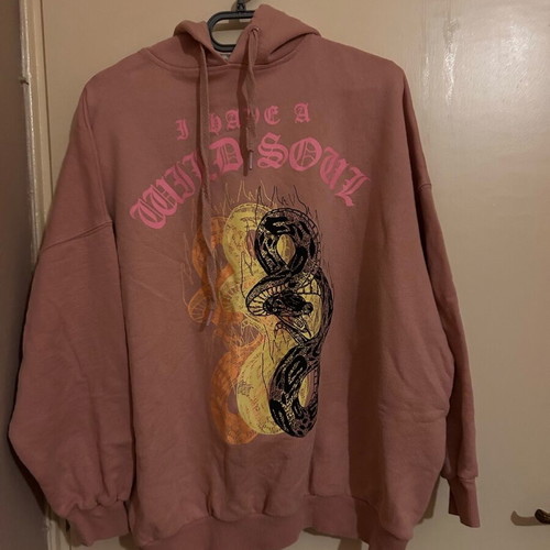 Oversized hoodie used, pink, snake design