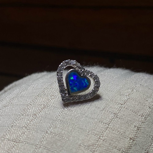 Silver heart earrings 925 with opalite new