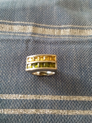 Oxette silver ring with citrine and peridot stones like new
