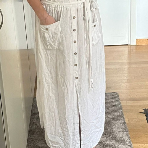 Maxi skirt White by natures like new, natural fibers, pockets, elastic waist