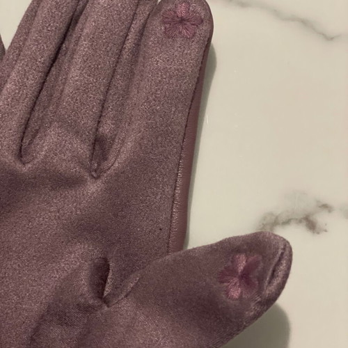 Amelie women's gloves new, purple, leather and fleece