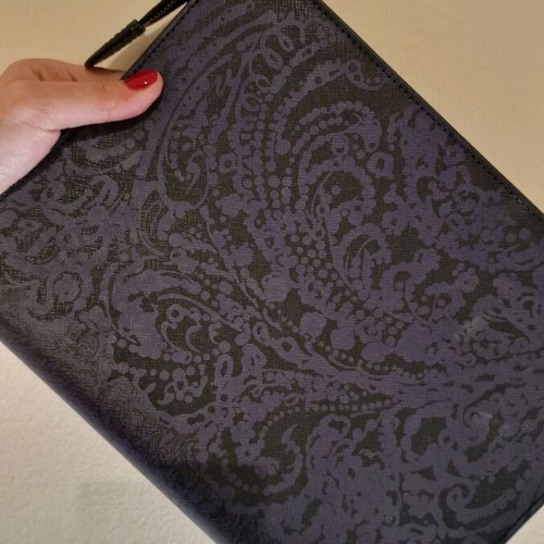 Henri Bendel luxury clutch new, leather with floral design