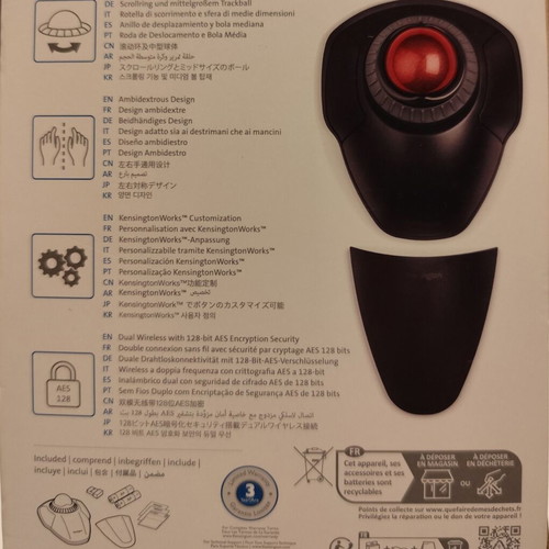 Kensington Orbit Trackball with Scroll Ring wireless ergonomic mouse new