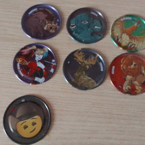 Chipicao metal caps with ancient gods, like new, set of 7