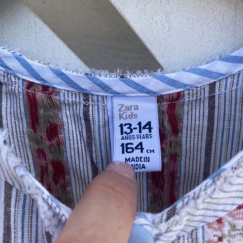 Zara top like new, mixed fabrics, striped bottom, size 164 cm