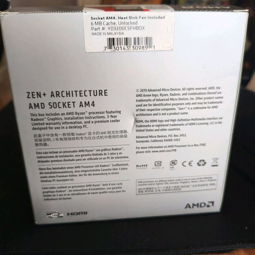 AMD Ryzen 3 3200G CPU box new, 3.6 GHz AM4 processor
