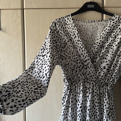 White Polka Dot Midi Dress one size like new