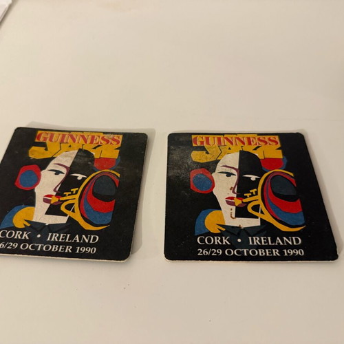 Collectible coasters used, set of 2, Guinness Jazz Festival 1990