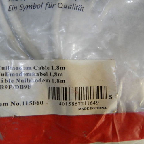 Nullmodem Cable (Serial) DB9F-DB9F 1.8m used, vintage for retro PC