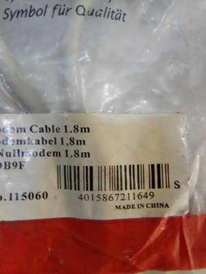 Nullmodem Cable (Serial) DB9F-DB9F 1.8m used, vintage for retro PC