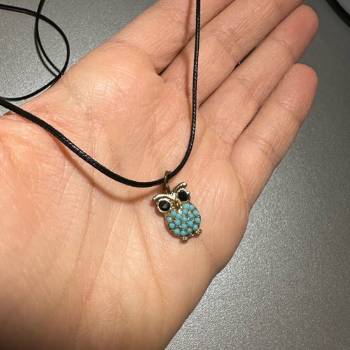 Owl necklace with black cord like new