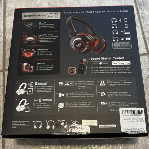 Creative Sound Blaster EVO Zx Gaming Headset used, Bluetooth NFC 7.1