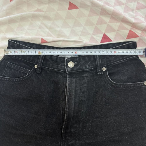 Bershka high-waist black denim shorts, size M