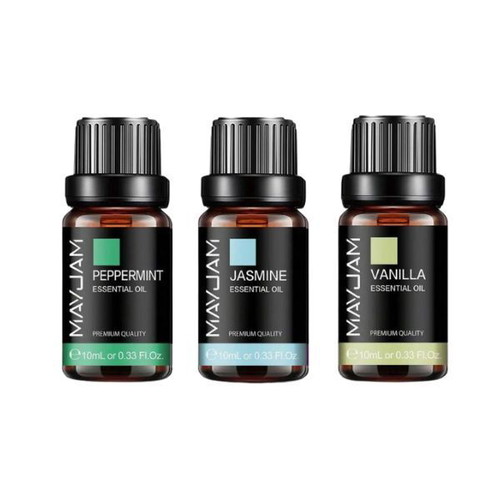 Set of 3 Essential Oils Peppermint, Jasmine, Vanilla 10ml new