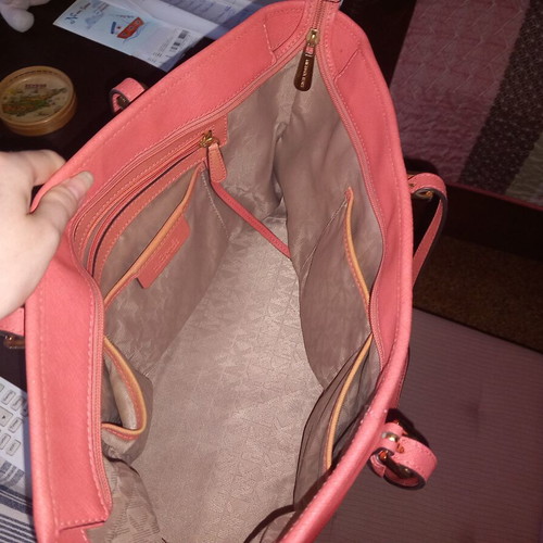 Michael Kors tote bag used, salmon pink shoulder bag