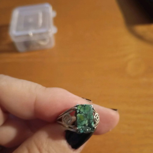 Silver 925 ring with authentic turquoise 5x7mm like new, adjustable