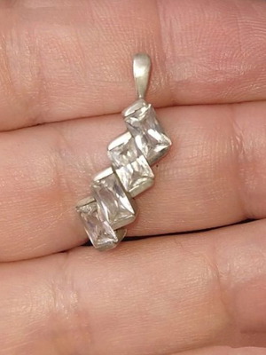 Vintage silver pendant with white topazes from SBH used, 925 sterling