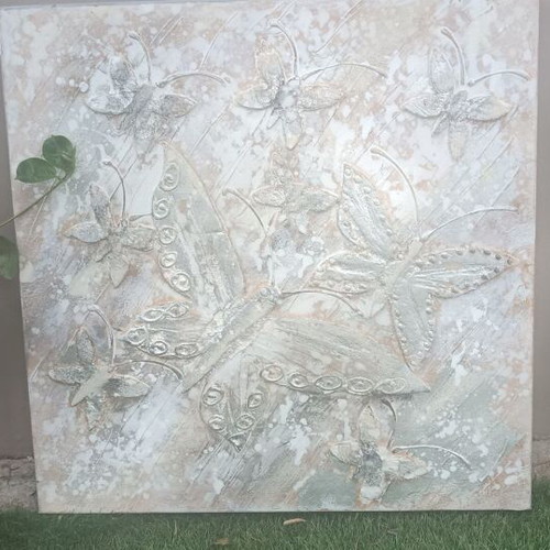 Canvas painting used with butterfly theme