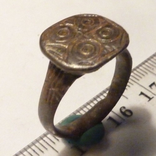 Renaissance bronze ring with decoration used