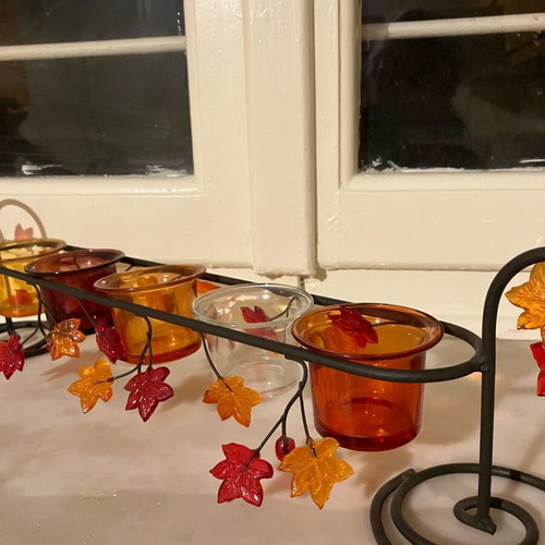 Christmas table decoration like new with five tealight holders