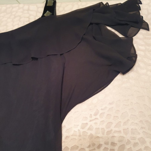 Zara medium black dress like new with velvet one shoulder and crystals