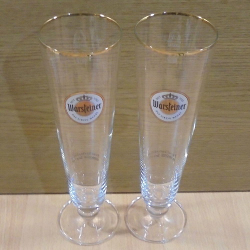 Warsteiner beer set of two promotional 400ml pilsner glasses like new