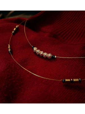 Handmade necklace with hematite and vesuvianite made to order, gold color