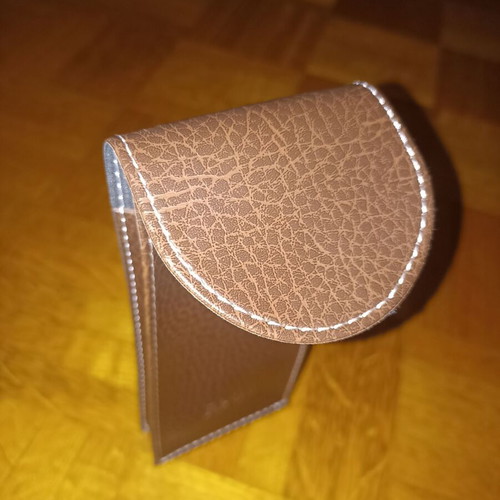 Epos brown leather glasses case new