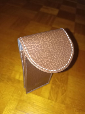 Epos brown leather glasses case new