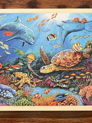 Goki Wooden Puzzle Sea World 96 Pieces with Wooden Base